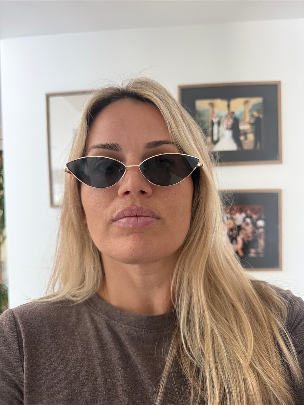 Sleek Cat-Eye Sunglasses in Black and Gold - Women's Accessories